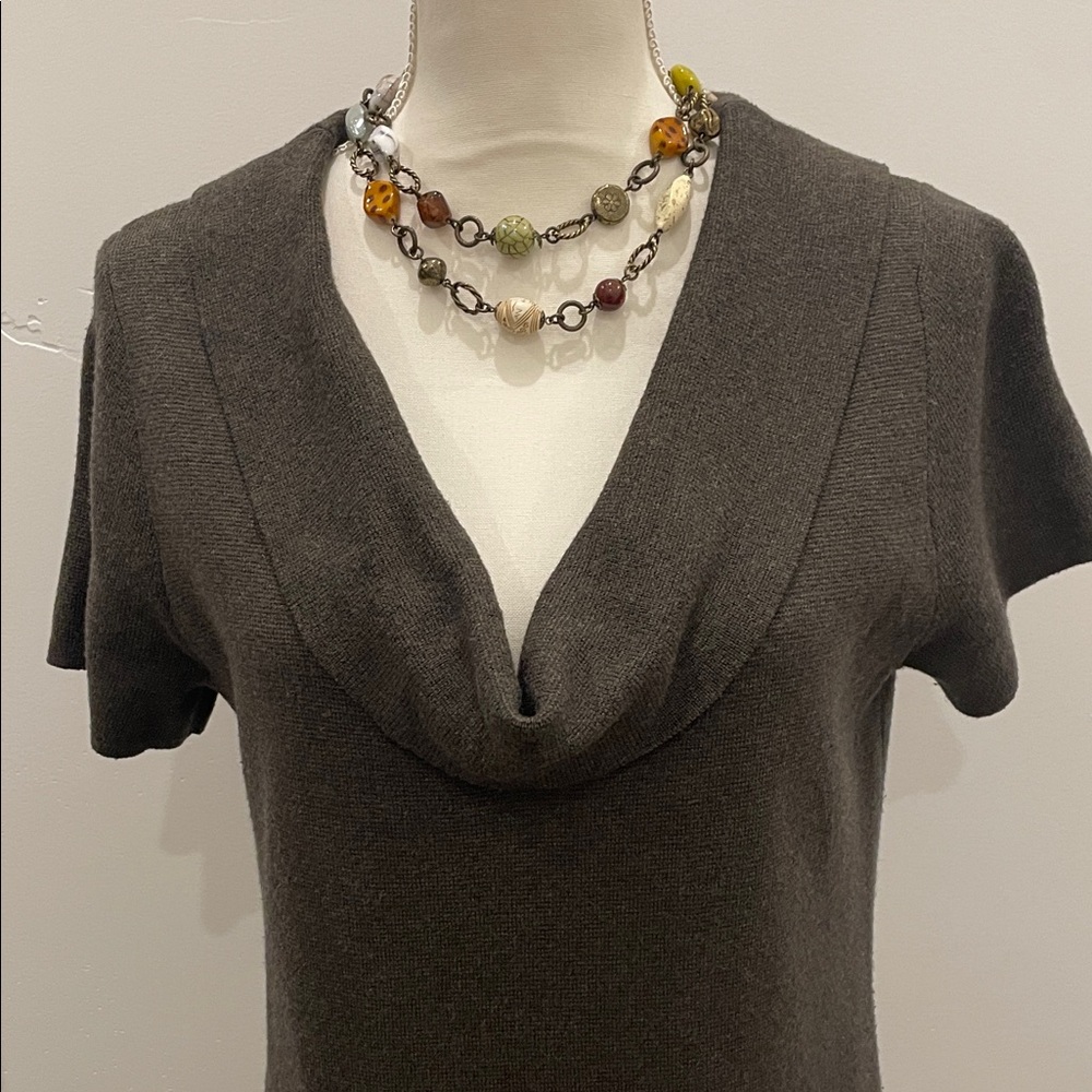 Coldwater Creek Cowl Neck Knit Dress/Tunic. Fine Knit with Short Sleeves. GUC